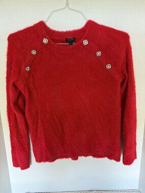 Talbots Women's Petite XS Red Sweater with embellishments  A-023